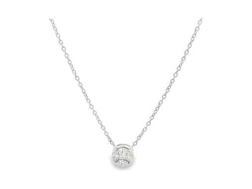 18K White Gold Necklace with Natural Marquise and Princess Diamonds
